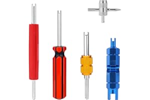 Penitue 5pcs Tire Tyre Repair Tool Set, Dual & Single Head Valve Core Remover Wrench 4-Way Stem Puller Core Wrench Remover Removal Tool for All Standard Schrader Valves Cars Trucks Motorcycle