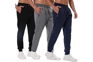 Bsrpolry Confezione da 3 pantaloni sportivi da uomo con tasche con cerniera, pantaloni da allenamento da palestra per corsa e jogging
