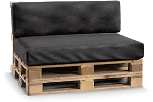 ‎GUTEKISSEN Gutekissen® Palettenkissen, Gartensofakissen, Sitzkissen, Rückenlehne gefüllt mit Poulirette-Schaum, viele Farben und Größen PFL (Set (Sitzkissen 120x80 +Rückenlehne 120x40), Schwarz)