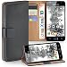 Produktbild Samsung Galaxy S Hülle Dunkel-Grau mit Karten-Fach [OneFlow 360° Book Klapp-Hülle] Handytasche Kunst-Leder Handyhülle für Samsung Galaxy S (S1) / S Plus Case Flip Cover Schutzhülle Tasche