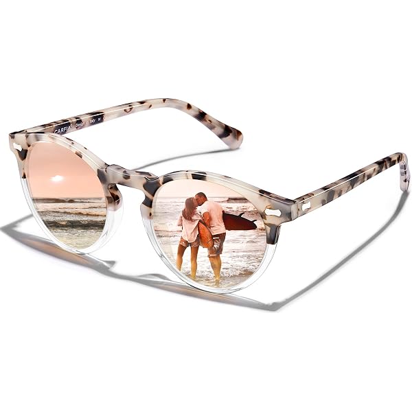Carfia CA5395 C04 Polarized Sunglasses Grey Tortoise Pink Mirror Round Carfia sunglasses ca5395 - Gem main image 4