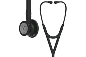 3M Littmann Cardiology IV Fonendoscopio para diagnóstico, campana de acabado en color negro, con tubo, vástago y auricular color negro, 68,5 cm, 6163