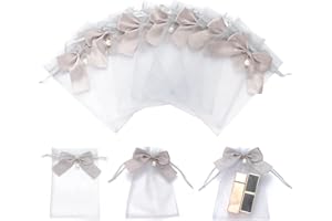 Lyaor 20 Pezzi Sacchetti Organza con Fiocchi e Perle 10x15cm Sacchetti per Gioielli Borse Organza con Coulisse Multicolore Sacchetti Confetti Sacchetto Regalo Organza per Feste Matrimoni Natale
