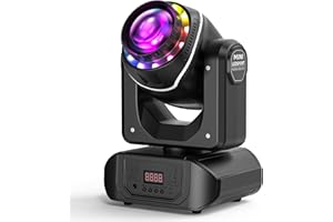 COOLIGHINE Lyre LED 120W avec télécommande RGBW 10 Gobos 8 couleurs 18 prismes jeux de lumière Moving Head pour l'éclairage Clubs Bars Disco Fête
