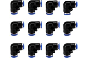 JANZOOM 12 raccordi a gomito a 90 gradi per collegare tubi pneumatici, adattatori per linea d'aria fotovoltaica a sgancio rapido per tubi (6 mm)