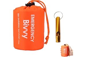 DWZAIN Survival Bag,Bivvy Bag,Emergency Bivvy Bag,Reusable Survival Bivvy Bag with Whistles,Waterproof Emergency Blanket,Ultralight,Heat-Repellent, Cold Protection for Outdoor Camping Hiking(Bright Orange)