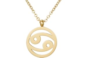 Morella Collar Acero Inoxidable Oro con Colgante Signo del Zodiaco en Bolsa de Terciopelo