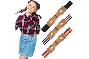 RAIRSKY 3 Stück Elastischer Gürtel Ohne Schnalle, Einstellbar Schnallenfreier Gürtel Für Kinder, Damen, Jungen Und Mädchen, 37cm-57cm (3 Farben)