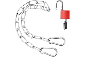 QIURUOO Edelstahlkette，Stahlkette mit Karabiner,51 cm Edelstahl Kette mit einem Schloss, geeignet für Pferdeställe, Haustierkäfige, Hängesessel und hängende Pflanzenkübel (Silber)