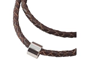 König Design Collier en cuir avec pendentif en cuir tressé pour femme avec fermoir mousqueton