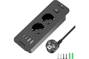 Infällbart Uttag - 2-Faldigt Grenuttag Med 2 USB, Bordsuttag Med 2 USB C, Bordsskiva Försänkt, 2 M Kabel