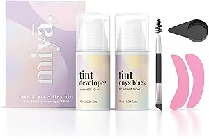 MIYA LASH | Lash Tint Kit Black | 2 in 1 Eyelash & Eyebrow Dye Set | Long Lasting 6 weeks Eyelash Colour | Brow Tinting Kit | Onyx Black with Tools & Developer | Home & Salon Use