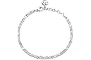 Brosway Bracciale Donna, Bracciale Tennis in Acciaio e Cubic Zirconia con Simbolo Quadrifoglio | Collezione Desideri - BEI016