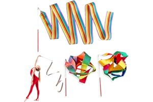 LAKJUOZ Ruban Danse Ruban Grs 4M Rubans Danse Scintillant Ruban De Gymnastique Ruban De Gymnastique Rythmique Pour Enfants Filles Danse Artistique Gymnastique Entraînement Cadeaux 3 Pcs