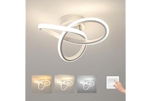 Osairous Plafoniera LED Soffitto Dimmerabile, Lampada da Soffitto LED Moderna 20W 2200LM, Lampadario LED Bianco Design Forma di Fiore per Soggiorno Cucina Corridoio, 3000K/4500K/6500K, 25CM