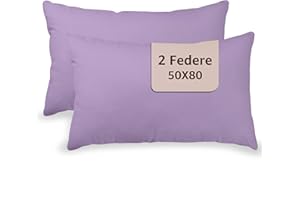 SONIT HOME DECOR Set 2 Federe Cuscini Letto 50x80 Cotone 100%, Coppia Fodere con chiusura a Busta Made in Italy - Glicine