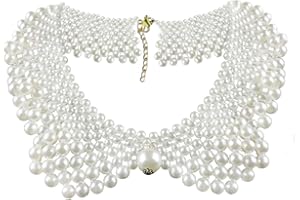 Joyci Women Chic Faux Pearl Necklace Peter Pan Collar Apparel DIY Craft Supply