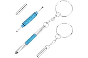 Sandphyrre Glasses Screwdriver Repair Kit, Precision 3 in 1 Mini Screwdriver Set on Keychain (Phillips, Flat HeadHex, Hex) Blue