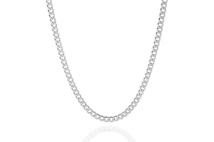 Quadri - Certified Made in Italy - Solid 925 Sterling Silver 5mm Diamond Cut Cuban Link Curb Chain Necklace for Women Men 16-30 Inchs