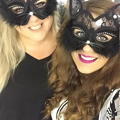 Venetian Maskerade Maske Damen Black Glitter Fancy Cat Spitze Maske - 3