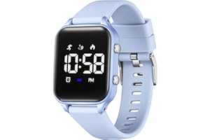 Timever Montre Digitale Enfant avec Chronomètre, Eclairage, Alarme, Date,Podomètres Marche Non Connecté-Montres Sport pour Fille Garcon avec Bracelet en Silicone