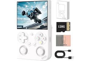 GATBGEFU RG35XX Pro Retro Handheld Spielkonsole, 3,5 "IPS Bildschirm Tragbare Video Spiel Konsole, gebaut in 64g Karte & 4435 Spiele, Linux System Unterstützung WiFi Bluetooth (weiß,128G)