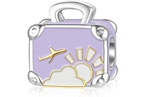 SEVENWELL Zawieszka podróżna do walizki Pandora Charms S925 różowa zawieszka do walizki, Bez kamieni szlachetnych