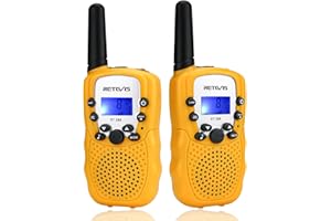 Retevis RT388 Walkie Talkie Niños, Juguetes Regalo de Largo Alcance de 4 a 12 Años, 8 Canales LCD Pantalla VOX Función Linterna para Cámping Vacaciones Actividades Escolares (Amarillo,1 Par)