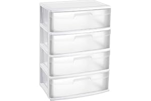 Acan Tradineur - Cajonera de organización “Nilo” - Ideal para el hogar o el trabajo - Fabricación en plástico - 4 Cajones Translucidos - 80,5 x 56 x 40 cm - Color Blanco