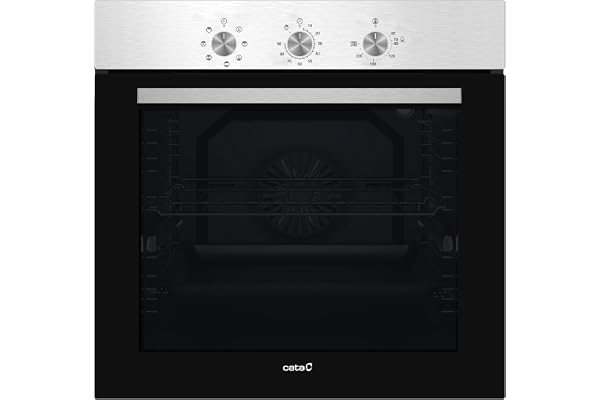 Cata Multifunktionell ugn MES 8007 X med 7 funktioner. Full Glass Panorama-dörr Inomhusbelysning Bredd 60 cm Kapacitet 80 L. Inox-finish och svart glas.