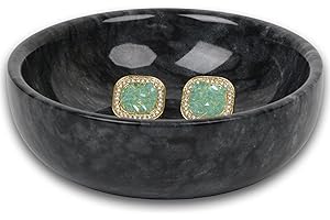 SIPARUI Jewelry Dish,Natural Marble Jewelry Dish,Trinket Tray,Ring Holder,Key Bowl,Unique Jewelry Tray for Home Decoration,Mother's Day,Birthday and Other Holiday Gifts(Black)