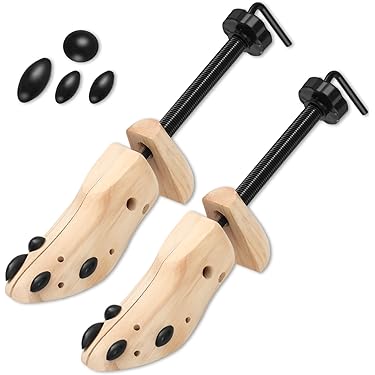 DELFA Beukenhout schoenspanner 1 stuk, schoenbreder, schoenspanner met 2-weg mechanisme van metaal, breedte en lengte rekbaar, beige, L 40-42 Da