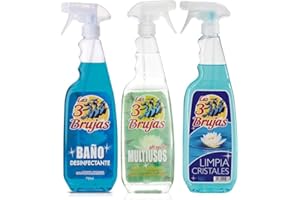 TAYLOR & BROWN Las 3 Brujas 3 Witches Spanish Cleaning Sprays Bundle (3 x 750ml) Limpia Cristales Glass Cleaner, Bathroom Disinfectant Cleaner, pH Neutral Multi-Surface Cleaner
