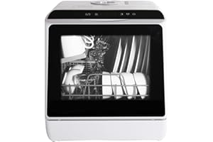 Fullwatt Mini Geschirrspüler, Freistehender Tischgeschirrspüler, mit/ohne Wasseranschluss nutzbar, ragbarer Geschirrspüler mit 5+1 Programme, Integriertem 5 Liter Wassertank, Touch Control LED Anzeige