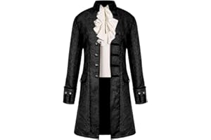VERNASSA Steampunk Victorienne Pirate Gothique Cosplay Manteau pour Hommes Manteau Jacquard Veste Manteau Costume médiéval d'halloween, S-4XL