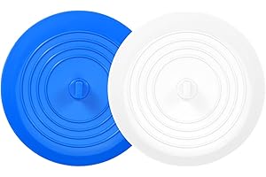 tifanso Universal Bath Stopper, Silicon Drain Stopper for Kitchen Sink & Basin, Bathtub and Bathroom Plug, 6inches (Aqua+White)