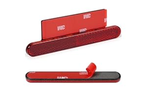 evermotor 138mm Motorcycle Reflector Rear Number plate Reflector Motorbike Cat's Eye– 2 Pieces, Includes 1 x Aluminium Retaining Plate Self-Adhesive Sticker