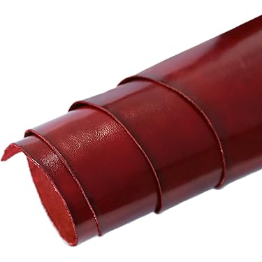 Fogli Di Pelle Di Bufalo Rossa - 3 Pezzi 30.5x30.5 Cm + Cordino, Per Artigianato, Portafogli, Gioielli