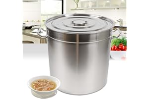 Lightakai Casserole universelle en acier inoxydable avec couvercle, 50 l, avec poignées, pour cuisiner, mijoter, piment et autres plats humides, argenté