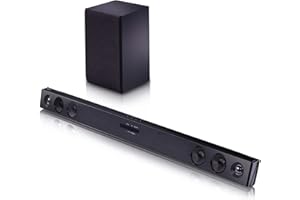 LG SQC2 Soundbar TV 300W, 2.1 Canali con Subwoofer Wireless, Soundbar Dolby Digital, Bluetooth, Ingresso Ottico, Ingresso AUX 3,5mm, USB