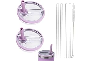 MOECSHSY Paquete de 2 tapas de vaso de 30 onzas de repuesto para Stanley IceFlow de 0.89 L, a prueba de derrames, funda de vaso reutilizable con 4 popotes y 1 cepillo de limpieza (morado, 30 onzas)