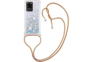 MRSTER Lanyard - Funda para Samsung Galaxy S21 + Carcasa líquida con Purpurina, Silicona antigolpes, Kawaii, Funda con Cordaje y cordón, para Samsung Galaxy S21 Plus 5G. LP Love Silver