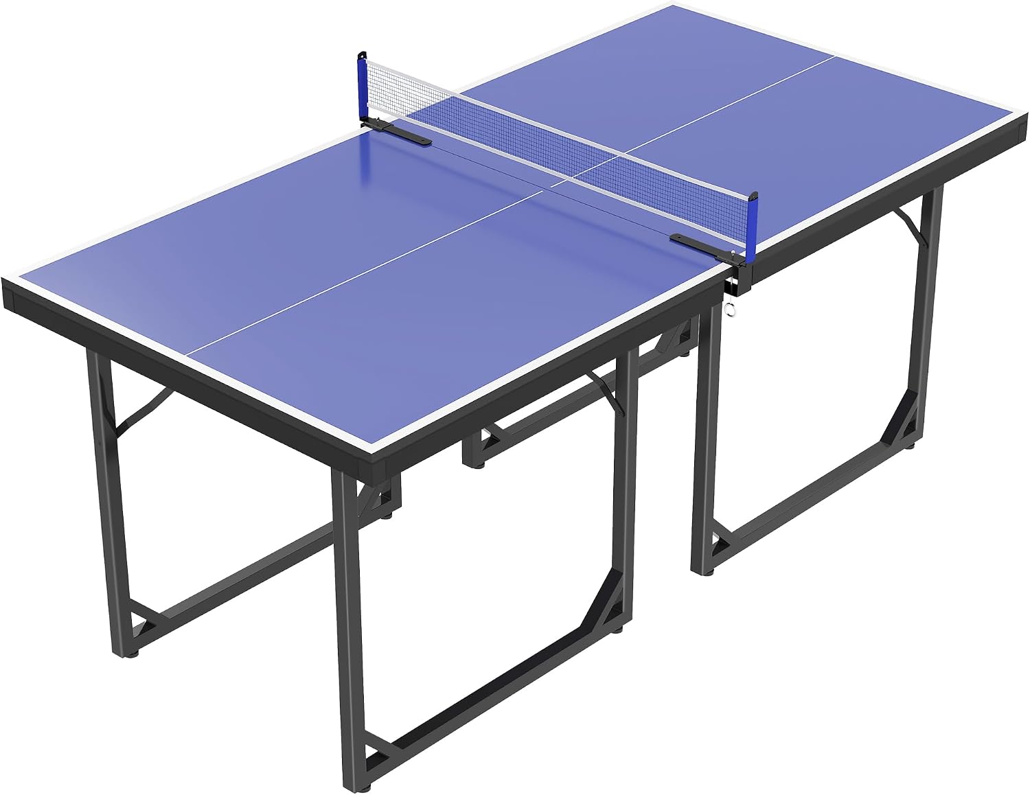 HOMCOM Mesa de Ping-Pong Plegable, 182x91cm, Fácil de Transportar, Resistente a la Intemperie, Estable, Mesa de Tenis con Red y Marco de Acero, para Interior y Exterior