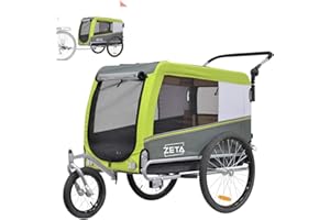 PAPILIOSHOP Zeta - Remolque para bicicleta, cochecito de transporte para perros y animales (verde, L)