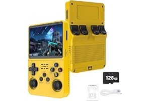 ZIKYNN R36S Retro Handheld Game Console - 21,000+ Classic Games, 3.5" IPS Screen, 64GB/128GB, Portable Linux Gaming Device (128g-yellow)