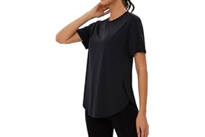 Wayleb Maglietta Sportiva Donna Traspirante a Maniche Corte Girocollo T-Shirt Sportive Leggera con Spacchi Laterali per Sport, Yoga, Fitness, Running, Trekking, Corsa, Palestra S-3XL