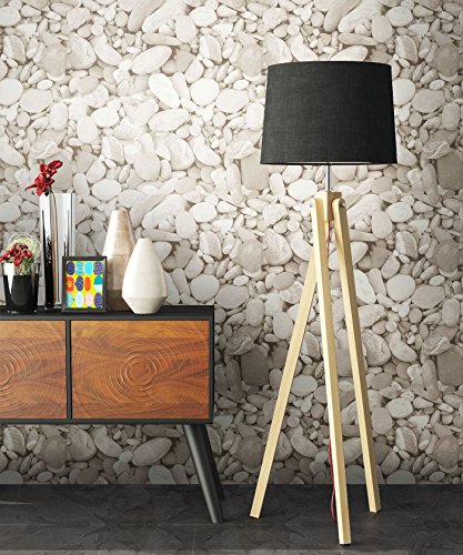 Steintapete Vliestapete Natur Kieselstein , schöne edle Tapete im Steinoptik Design , moderne 3D Optik für Wohnzimmer, Schlafzimmer oder Küche inklusive der Newroom Tapezier Ratgeber mit super Tipps! - 6