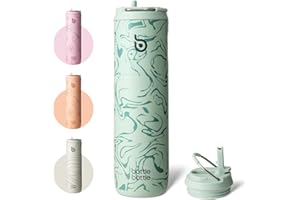 BOTTLEBOTTLE Bottle Bottle - Borraccia termica sottovuoto da 710 ml, coperchio con manico e cannuccia, per sport e viaggi, in acciaio inox, a doppia parete e a prova di perdite, senza BPA, verde (Valley Green)