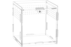 QWORK® Terrarium Acrylique, boîte d'alimentation d'insectes, 9.5 x 9 x 9 cm pour mante Religieuse, araignées, lézards, escargots