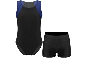 Jowowha Balettdräkt för barn, pojkar, gymnastikdräkt, gymnastikdräkt, baletttröja, leotard, ärmlös body med shorts, gym, sportkläder